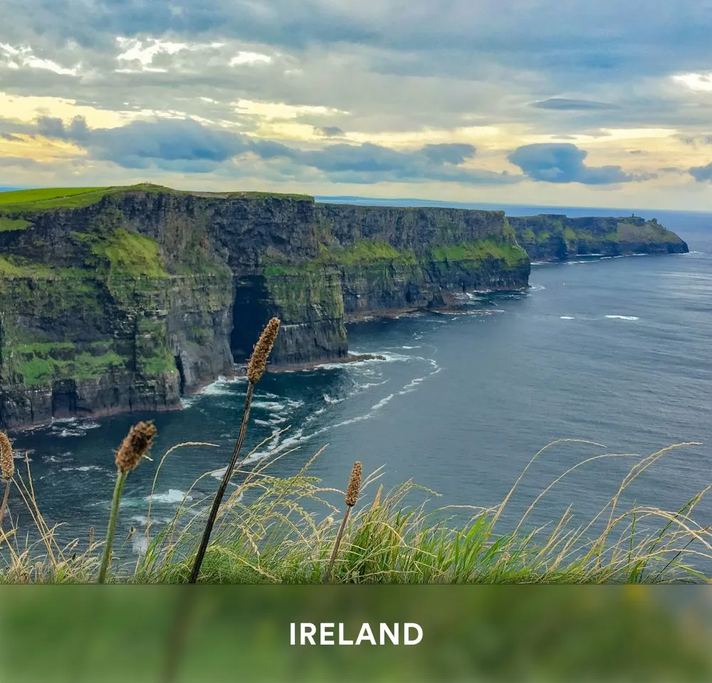 Scenic view of the Cliffs of Moher along Ireland’s rugged Atlantic coastline