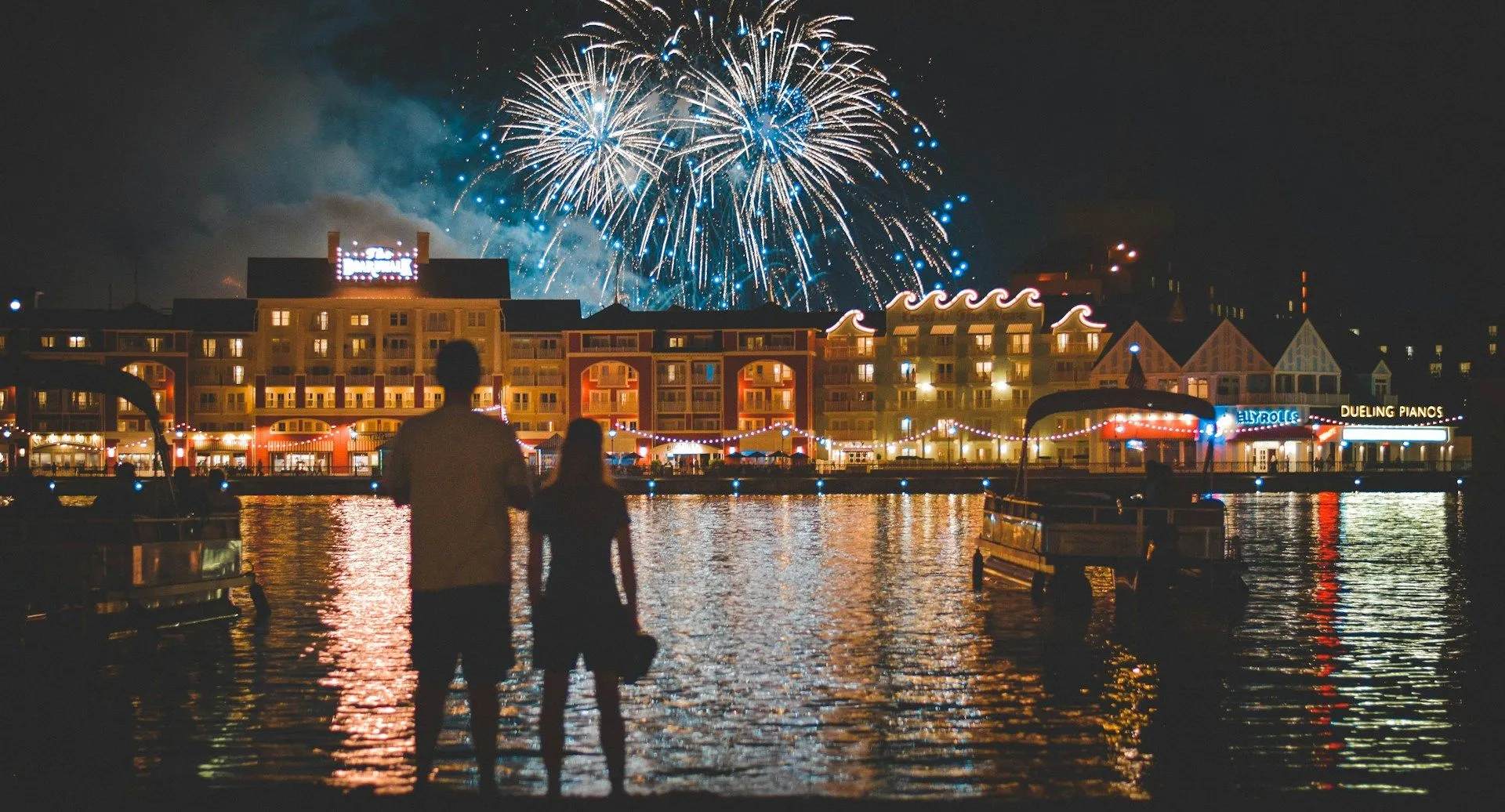 Couple watching fireworks at Walt Disney World